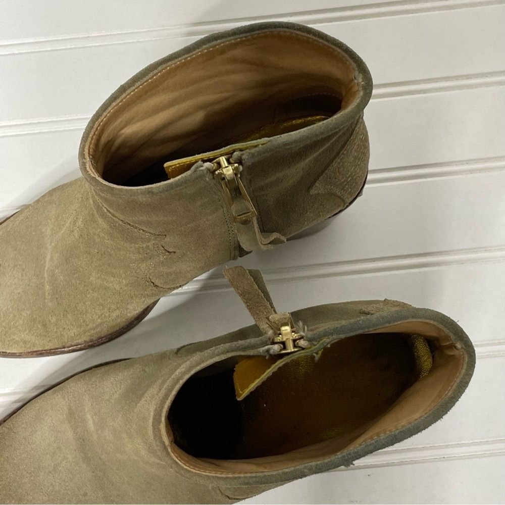 Zadig & Voltaire Molly Khaki Suede Wing Ankle Boots Spain 36 Western Block Heel - Picture 6 of 15